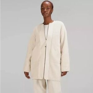 Lululemon collarless fleece full zip white opal sz 6